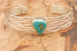 Genuine Fox Turquoise Sterling Silver Branch Bracelet